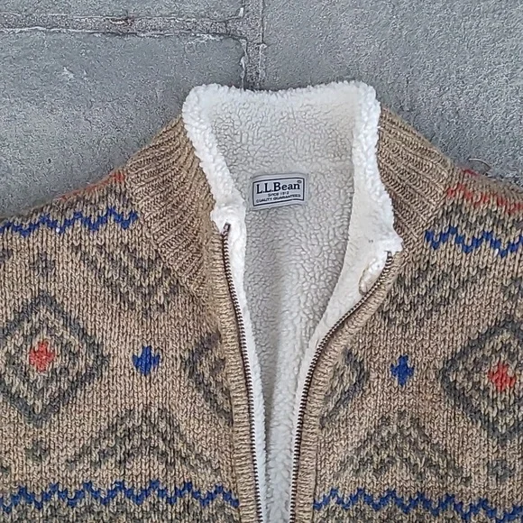 L.L Bean  wool sweater jacket  fleece lined - Picture 2 of 16